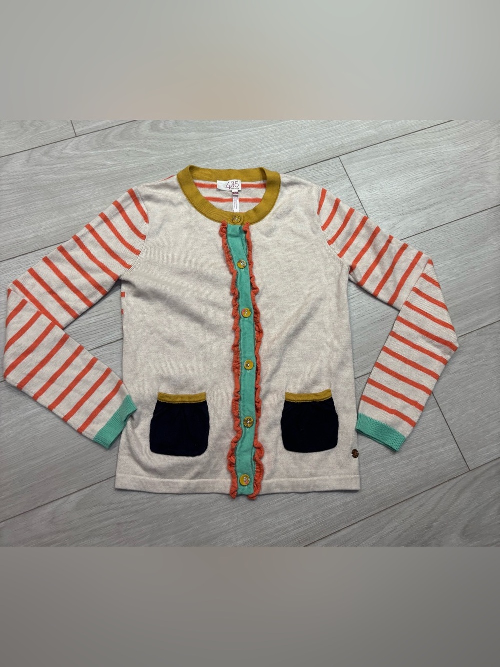 Matilda Jane 435 Paint By Numbers Cardigan Sweater Ruffle Mixed Pattern Girls 12
